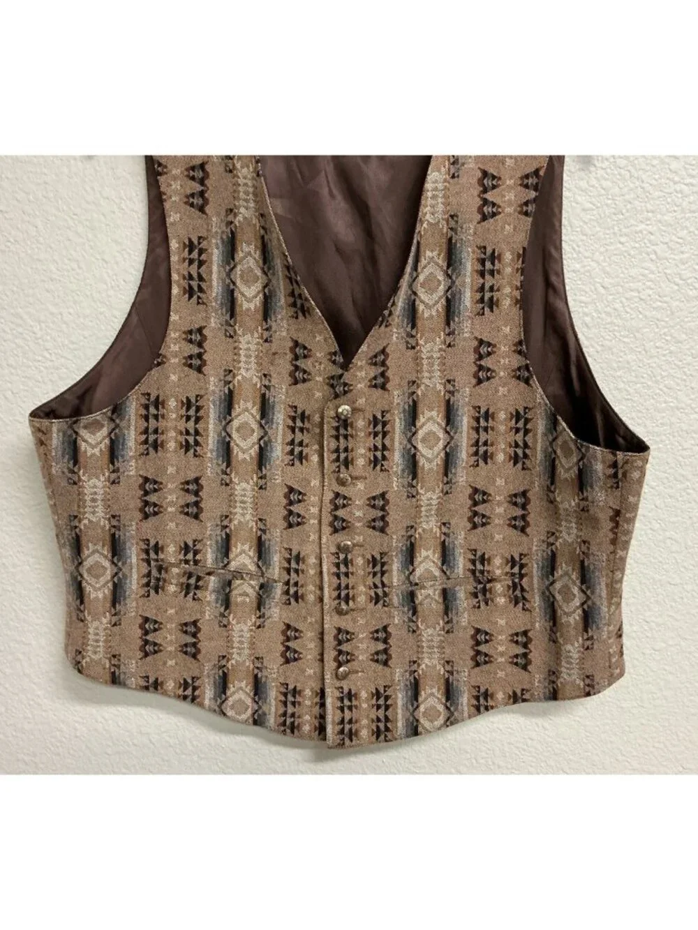 VTG Pendleton High Grade Western Wear Vest Southwestern Aztec Wool Sz XXL Lined